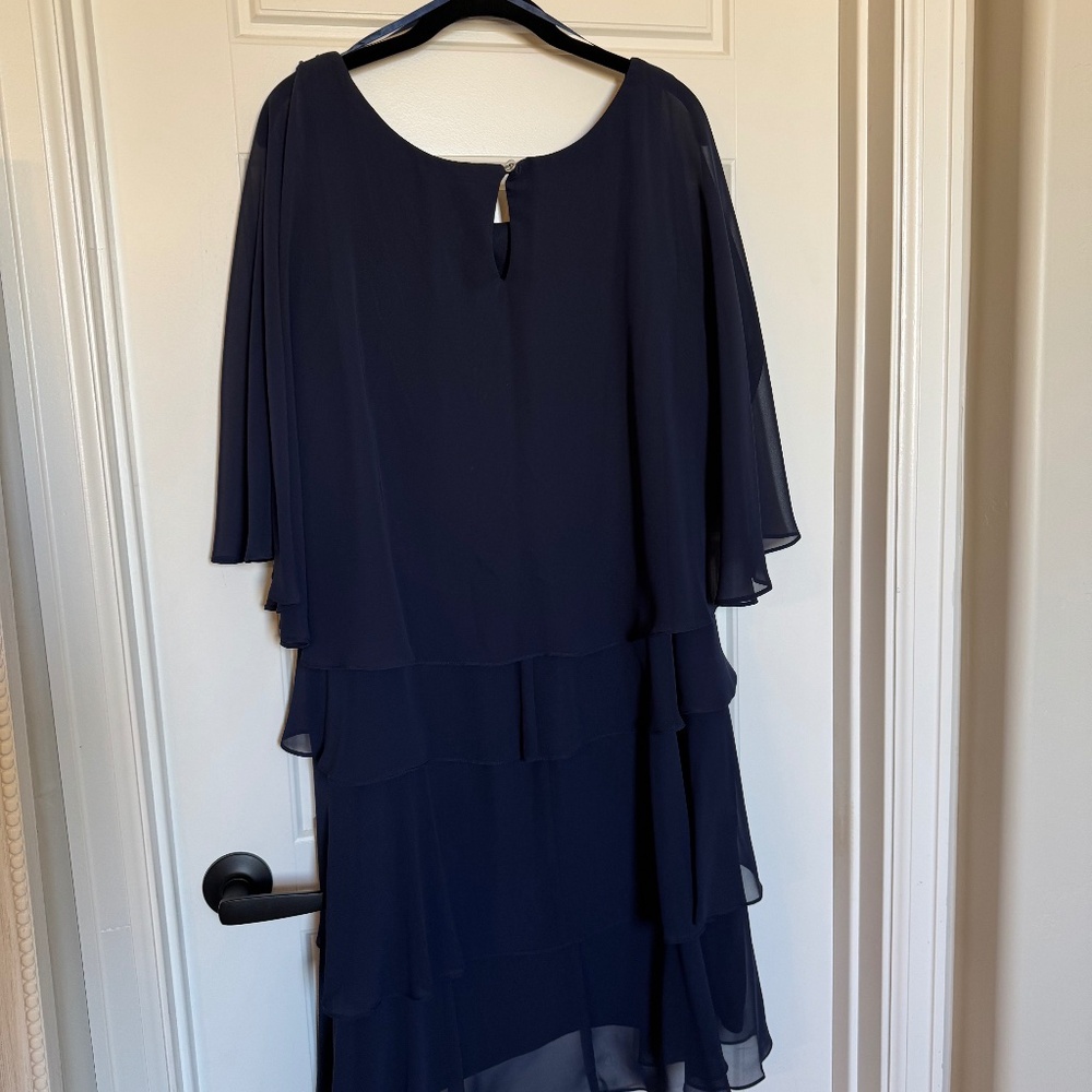 SLNY Tiered Chiffon Beaded Shoulder Dress - Size 16 (NWT)